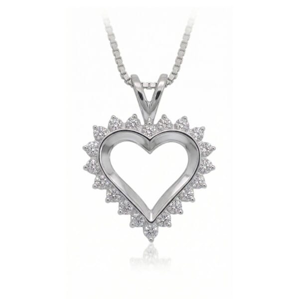 Diamanthjerte i hvitt gull 14 karat med 0,35 ct W-Si - 26463